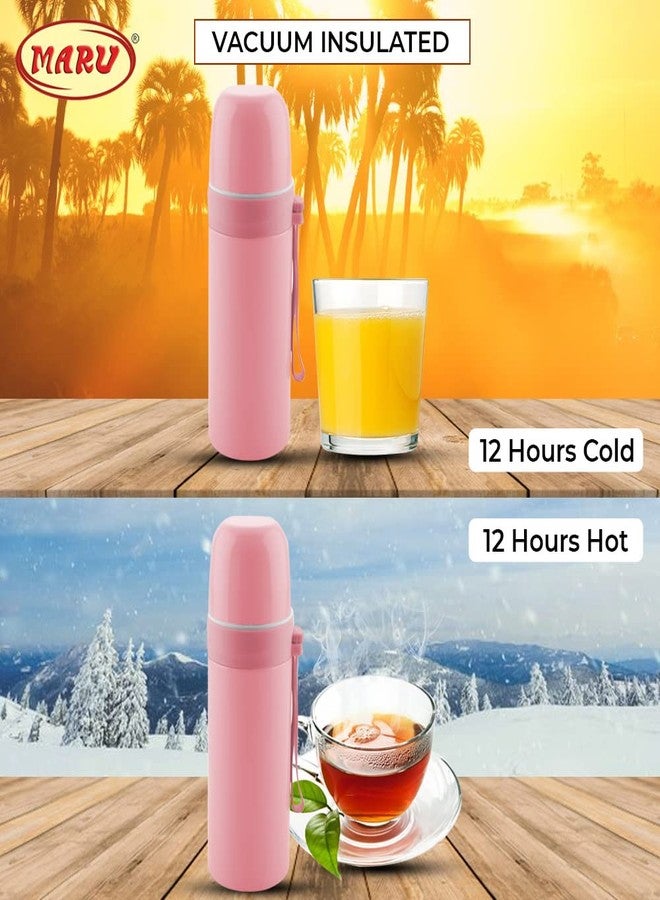 مارو ترمس مارو المعزول المصنوع من الفولاذ المقاوم للصدأ | ترمس معزول بجدار مزدوج لحفظ المشروبات الساخنة والباردة | زجاجة ماء ساخن للمكتب (350 مل، وردي فاتح) - Image 3